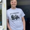 Man modelling a grey scooter t-shirt