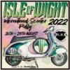 Patch for the Isle of Wight scooter rally featuring a green and white Vespa scooter