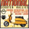 Patch for the 2023 scooter rallies, featuring a yellow background and orange GP Lambretta