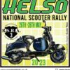 Fabric patch with an image of a custom scooter to mark the Kelso scooter rally in 2023.