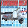 Fabric patch featuring a Lambretta for the Farmyard Bash scooter rally in 2023
