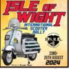 Fabric patch featuring a Lambretta scooter and text to show it's for the Isle of Wight Scooter rally.