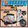 Patch for the Llandudno 2024 scooter rally featuring a white Lambretta street racer.