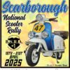 Patch for the 2025 Scarborough scooter rally featuring a blue and white Lambretta.