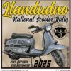 Llandudno scooter rally patch featuring a grey Lambretta on a brown background.