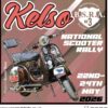 Patch for the 2026 Kelso national scooter rally featuring a custom Vespa p-range scooter
