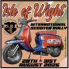 Patch for the 2026 Isle of Wight national scooter rally featuring a custom Lambretta scooter scooter